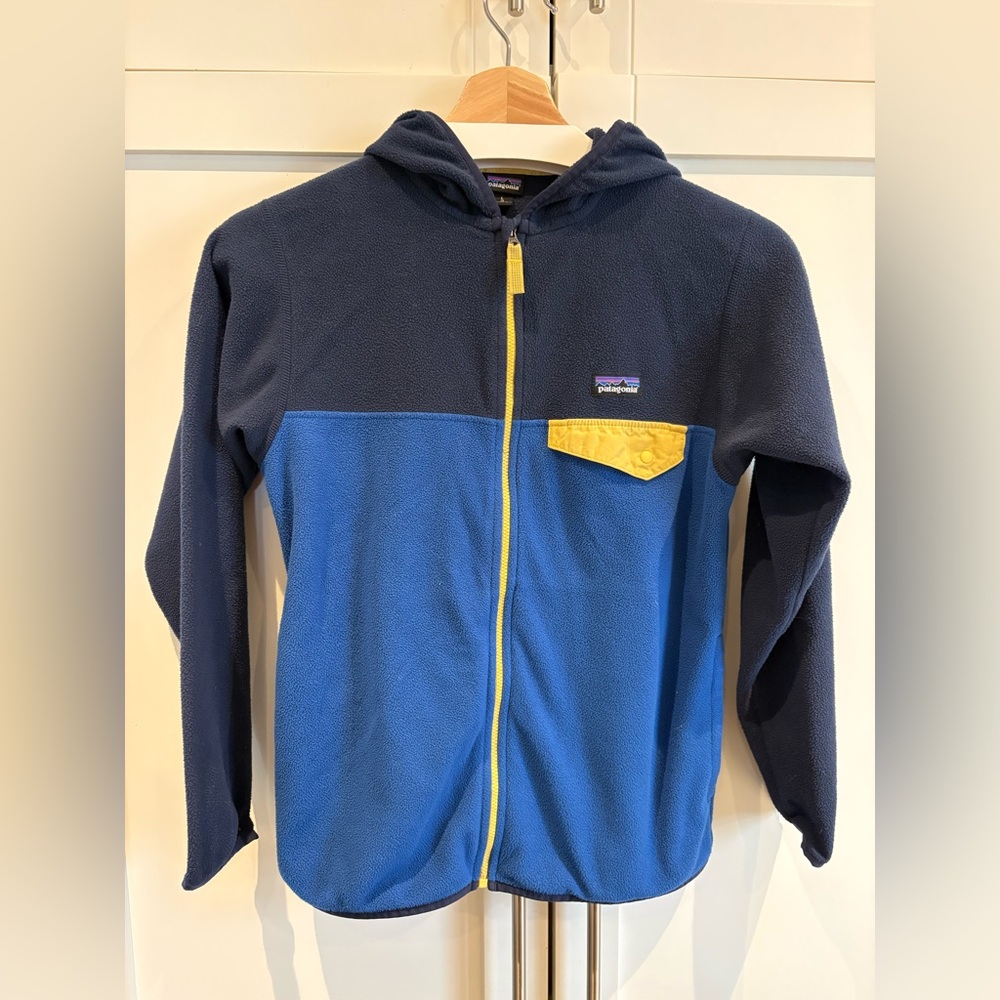 Patagonia Kids' Micro D® Snap-T® Fleece Jacket Size L 12 - Blue Yellow